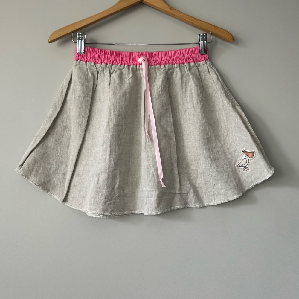 Yokishop runs small pelican pink detail draw string mini skirt large